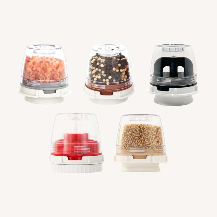 FinaMill Everyday, Pepper, Dried Herbs+, Grater, and Sesame Pods