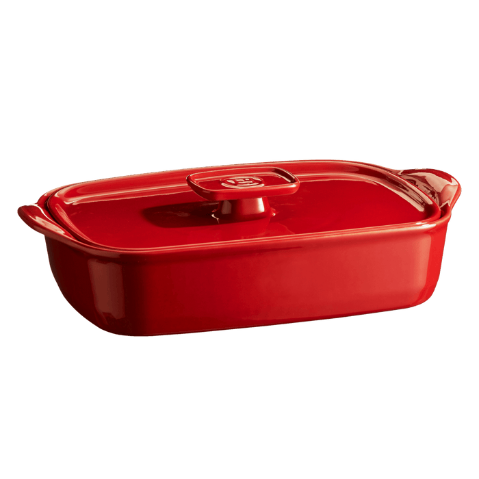 Emile Henry The Right Dish + Lid Set in Burgundy — overhead view