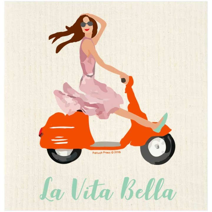 La Vita Bella Vespa Swedish Dishcloth