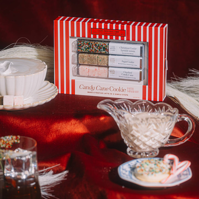 Candy Cane Cookie Latte Mixer Kit with Sprinkle Rimmer