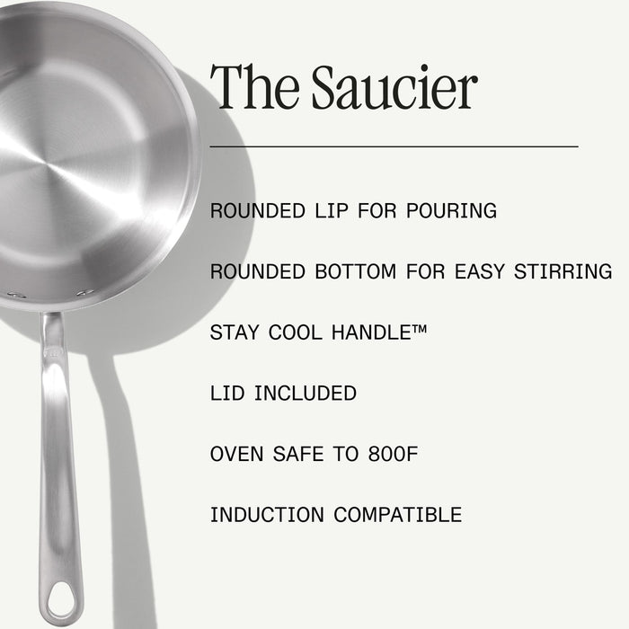 Made In Stainless Clad Saucier 2QT side view