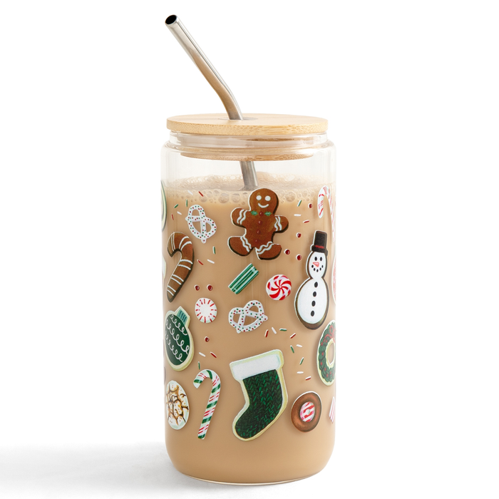 Sweet Holiday Christmas Cookies & Candy Glass Can