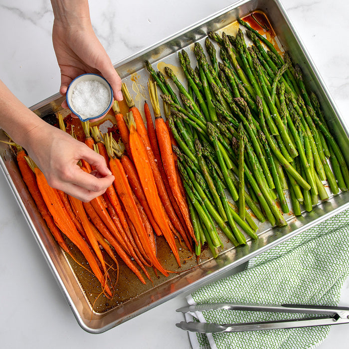 Big Batch Pan with roasted carrots, onions, and peppers