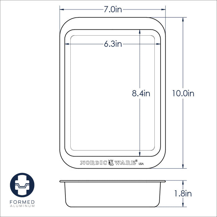 Compact rectangular baker with dimensions