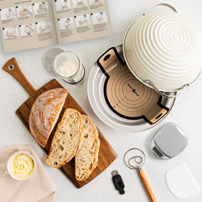 Deluxe sourdough bread baking kit in use