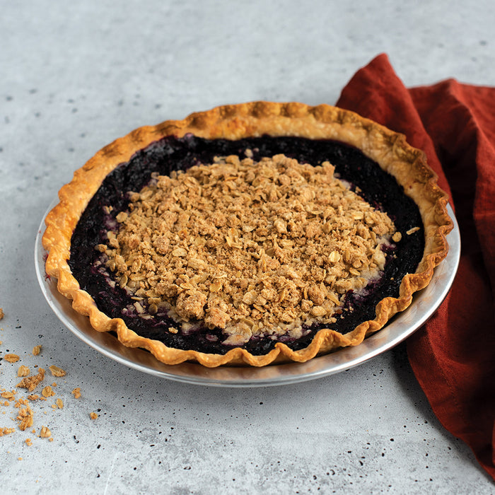 Blueberry pie in the aluminum 9 inch pie pan