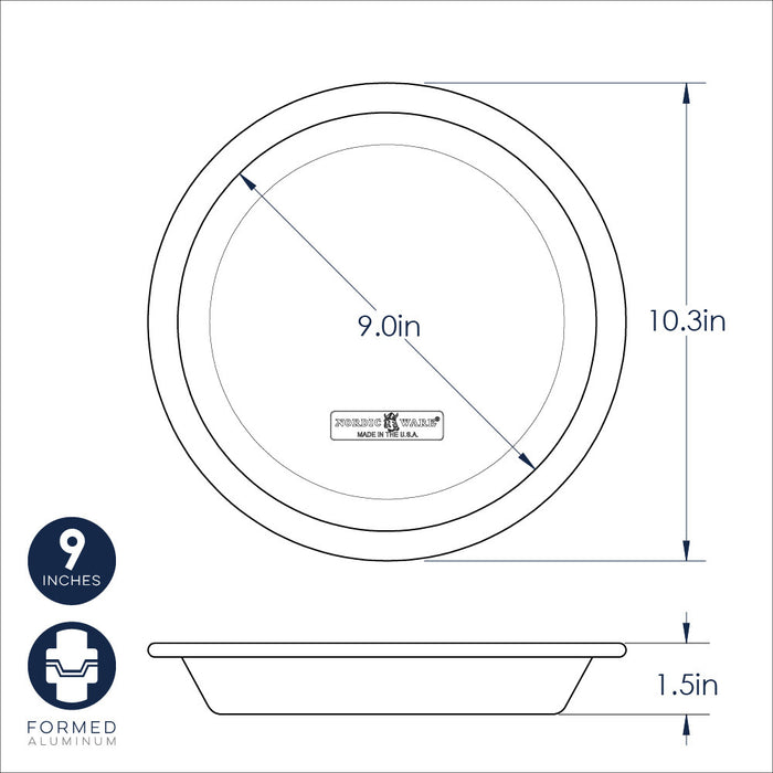 Naturals 9 inch pie pan with dimensions