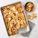 Aluminum high sided sheetcake pan with a baked dish