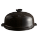 Emile Henry Bread Cloche in Charcoal — open base with dome