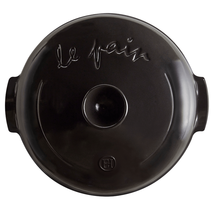 Emile Henry Bread Cloche in Charcoal — side angle view