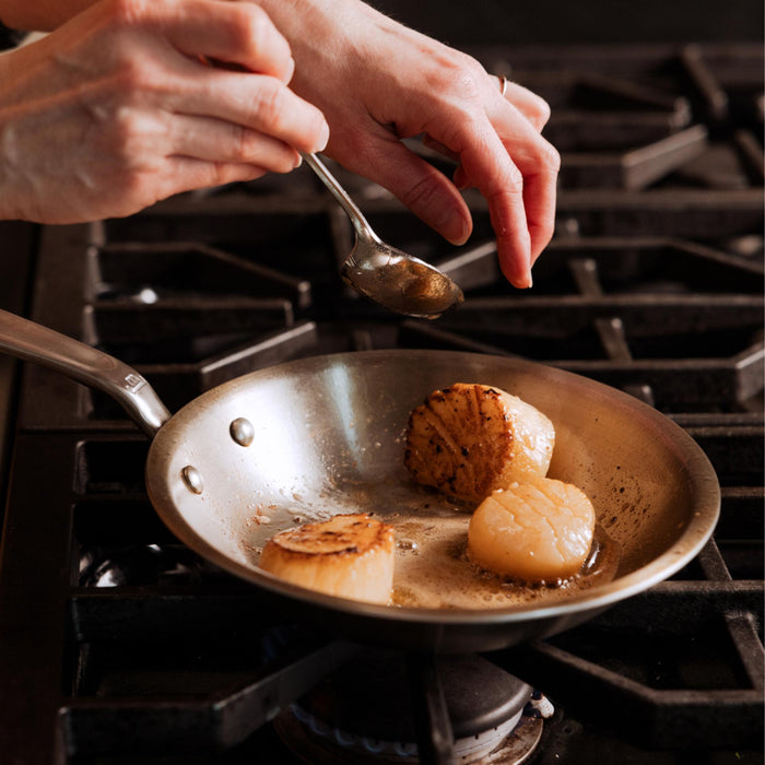 Made In Stainless Clad Frying Pan 8 inch in use