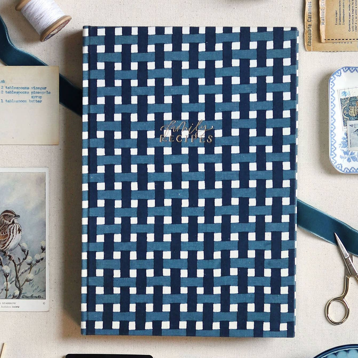 Navy Gingham Heirloom Recipe Book