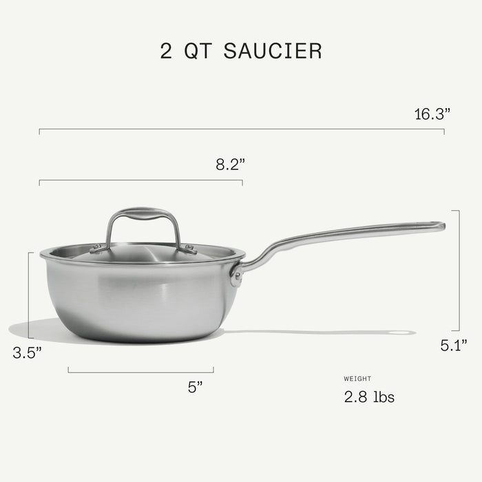 Made In Stainless Clad Saucier 2QT detail