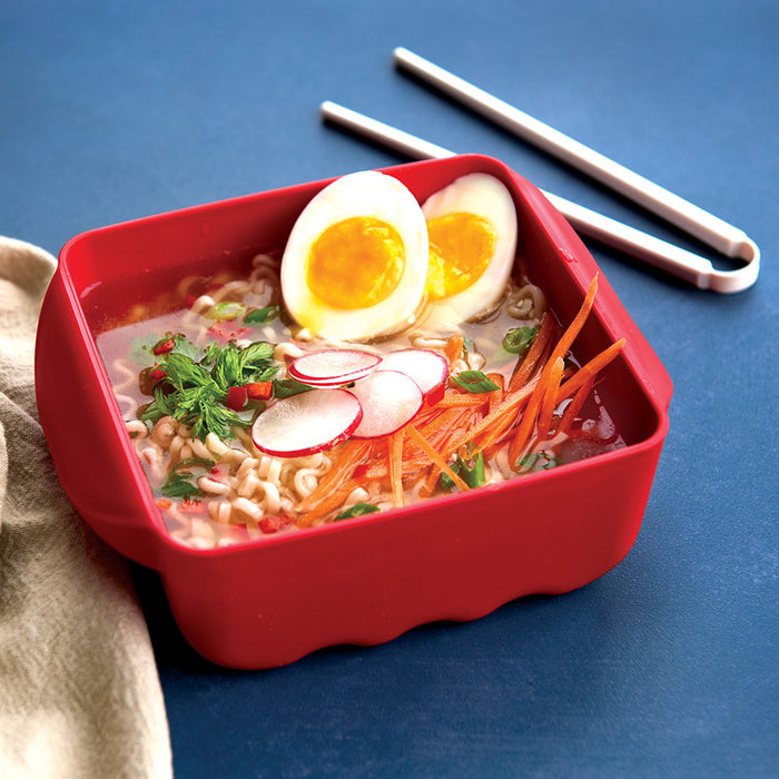 Ramen Rush bowl with ramen noodles, soft-boiled egg, and vegetables