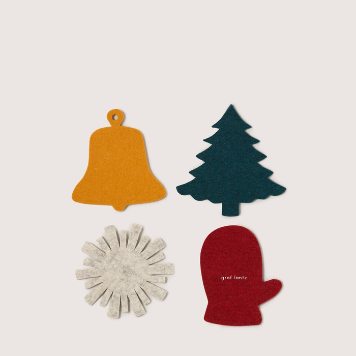 Merino Wool Coaster  Deck the Halls 4pk