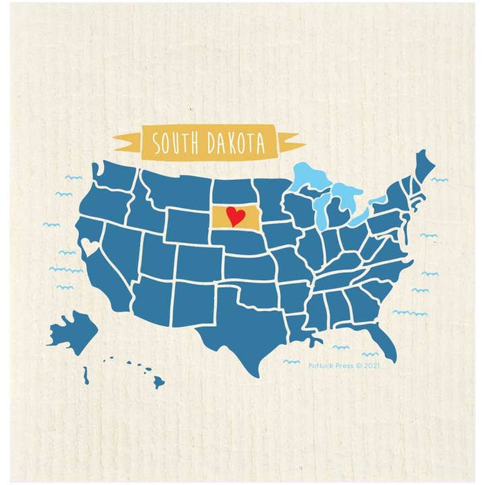 South Dakota Map Highlight Swedish Dishcloth