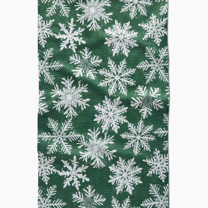 Snowy Days Green Tea Towel