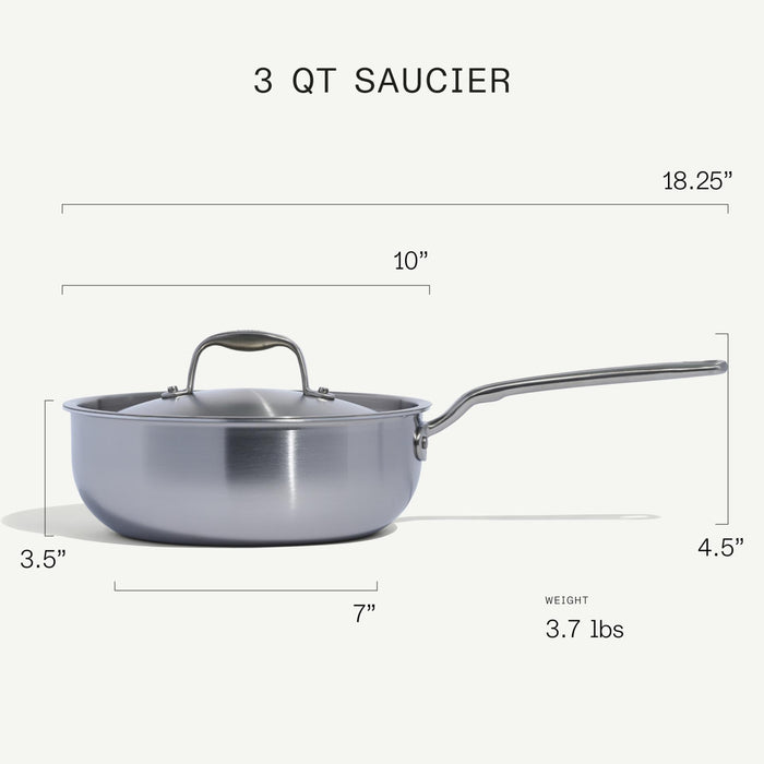 Made In Stainless Clad Saucier 3QT detail