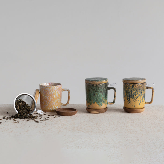 Mug w/ Strainer, Lid & Saucer