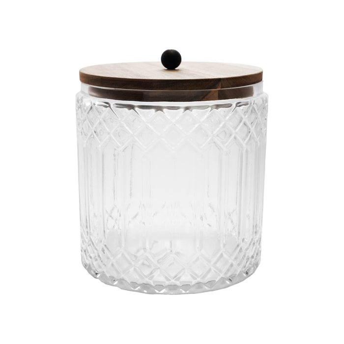 Cut Glass 3.5 Qt Jar w/ Wood Lid