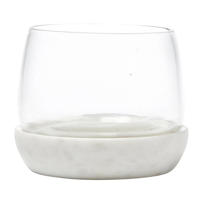 White Marble & Small Glass Bowl