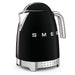 SMEG variable temperature electric kettle in black, alternate view