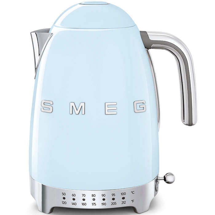 SMEG variable temperature electric kettle in pastel blue