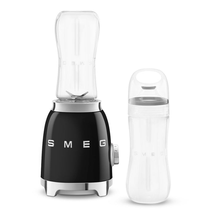 SMEG 50's retro style personal blender in glossy black with chrome base