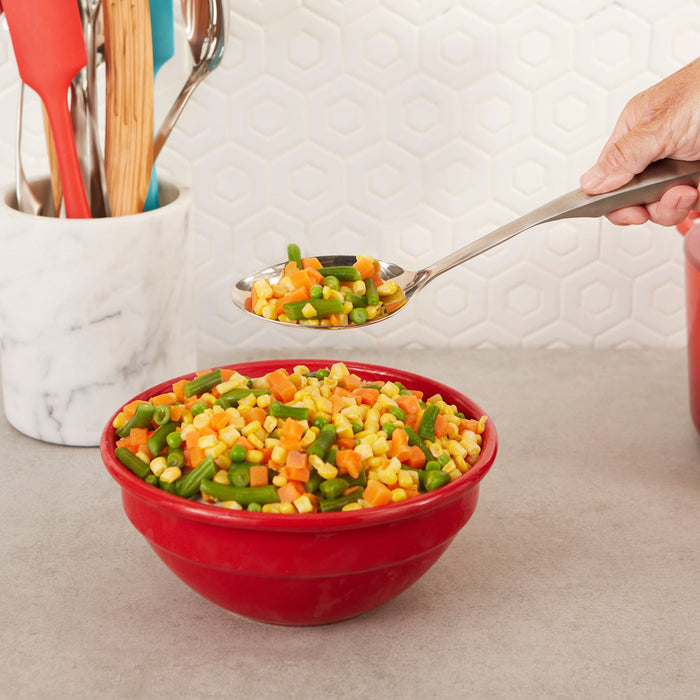 RSVP Endurance Stainless Steel Serving Spoon in use