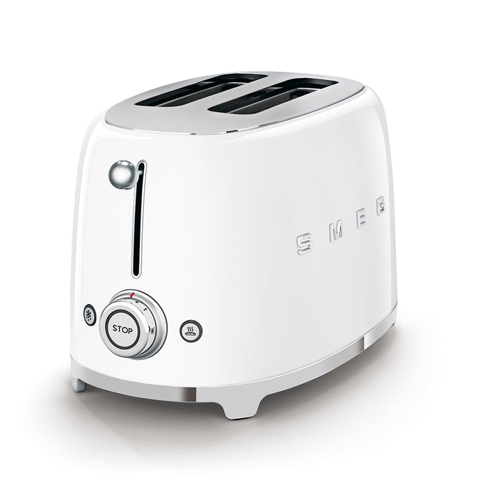 SMEG white 2-slice toaster alternate view