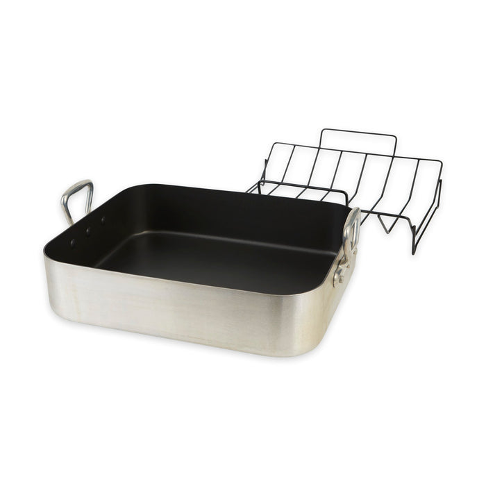 RSVP Zeus Nonstick Roasting Pan with V-shaped rack