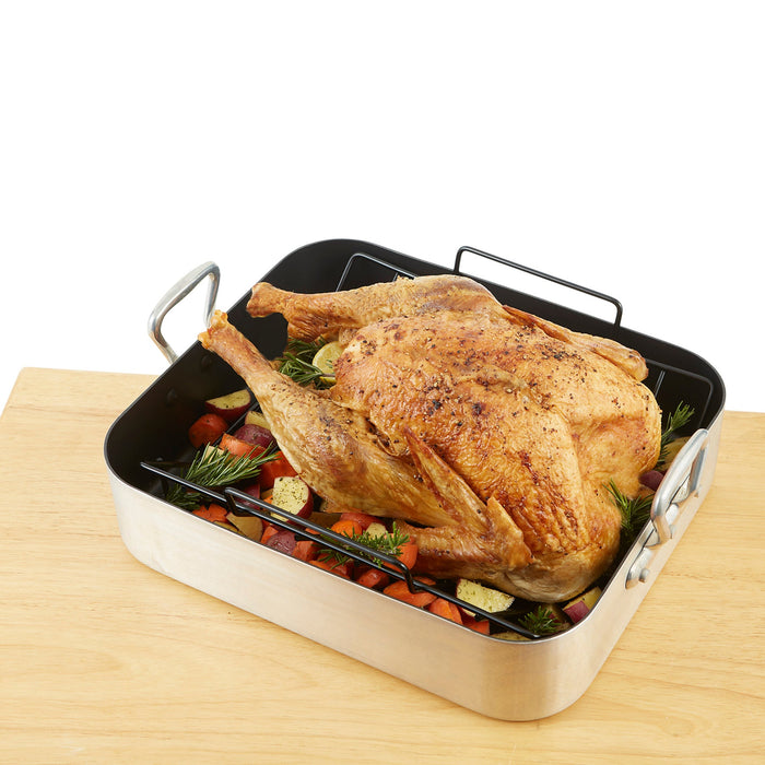RSVP Zeus Nonstick Roasting Pan in use