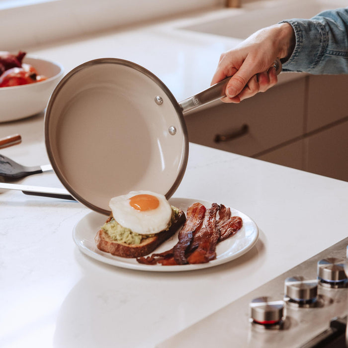 Made In CeramiClad Frying Pan in use