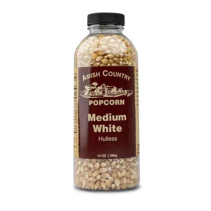 Bottle of Medium White Hulless Popcorn 14oz