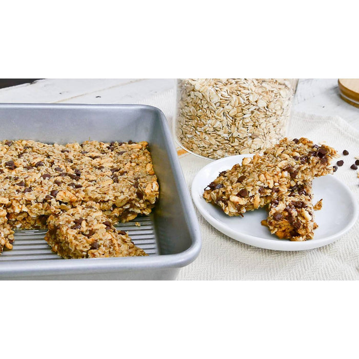 USA Pan Seamless Rectangular Cake Pan in use