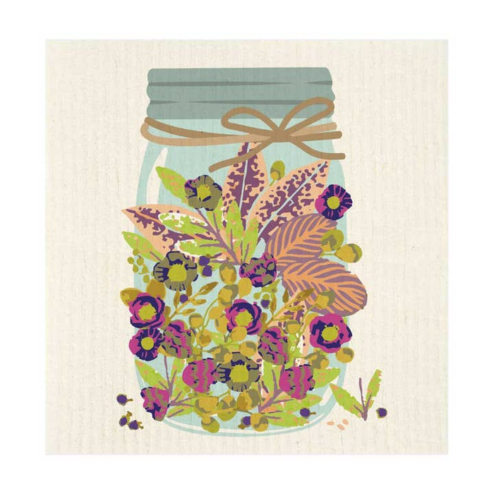 Jar of Flowers Swedish Dishcloth