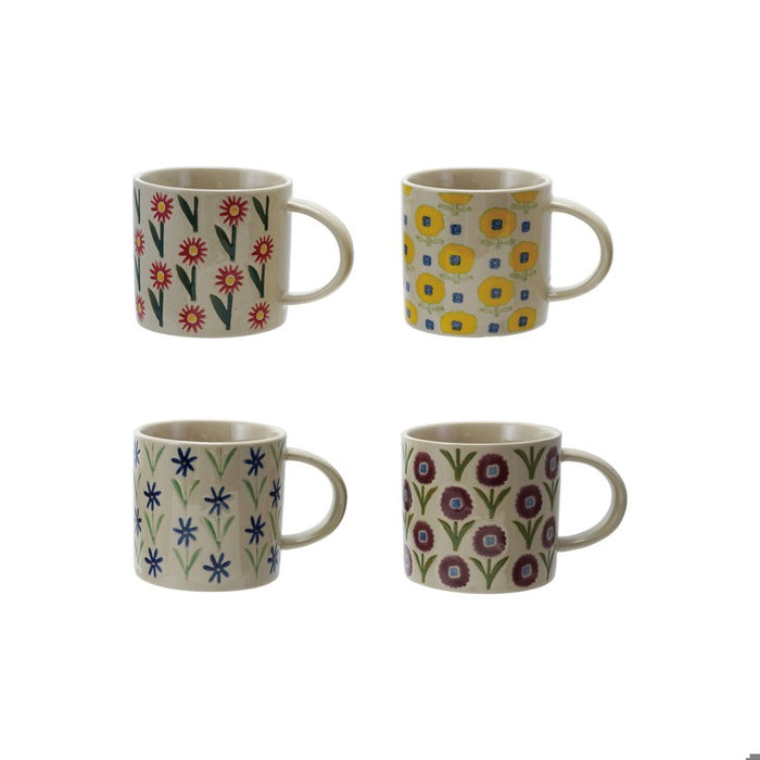Floral Stoneware Mugs