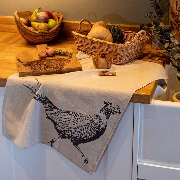 Pheasant Linen Tea Towel