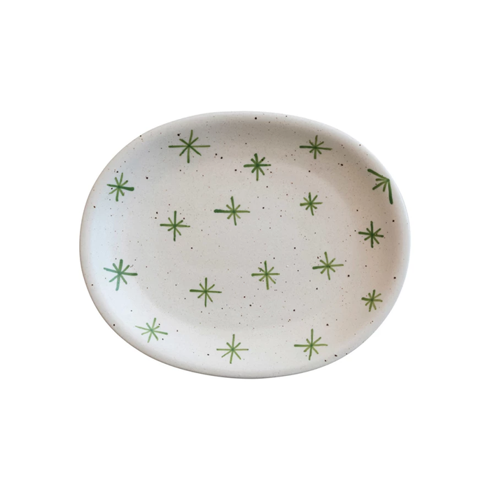 Hand-Painted Stoneware Platter w/ Stars