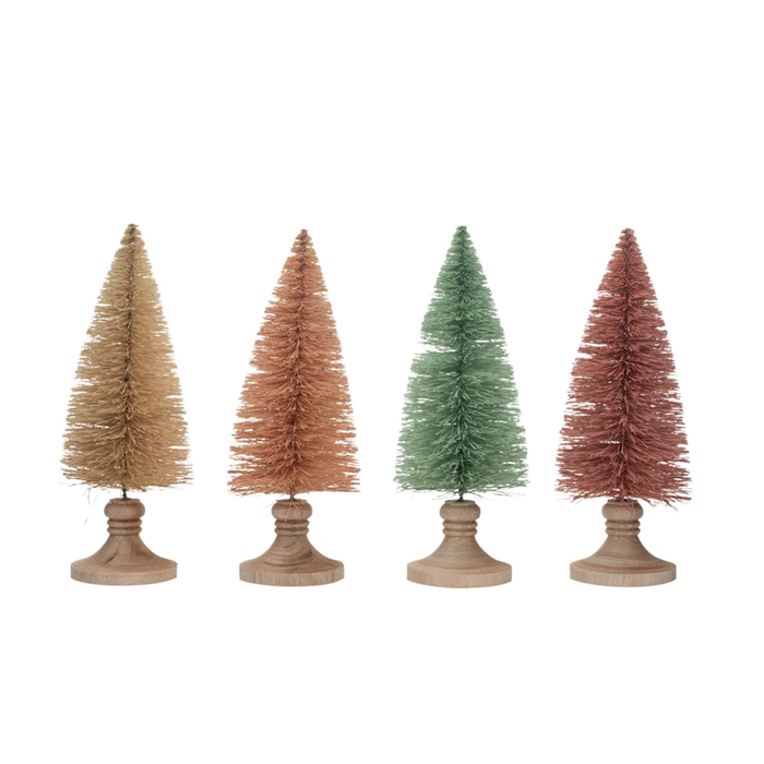 Sisal Bottle Brush Tree w/ Wood Base 7"