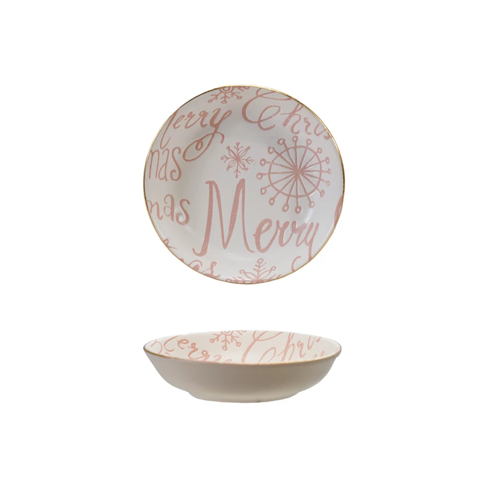 Merry Christmas Pink & White Dish