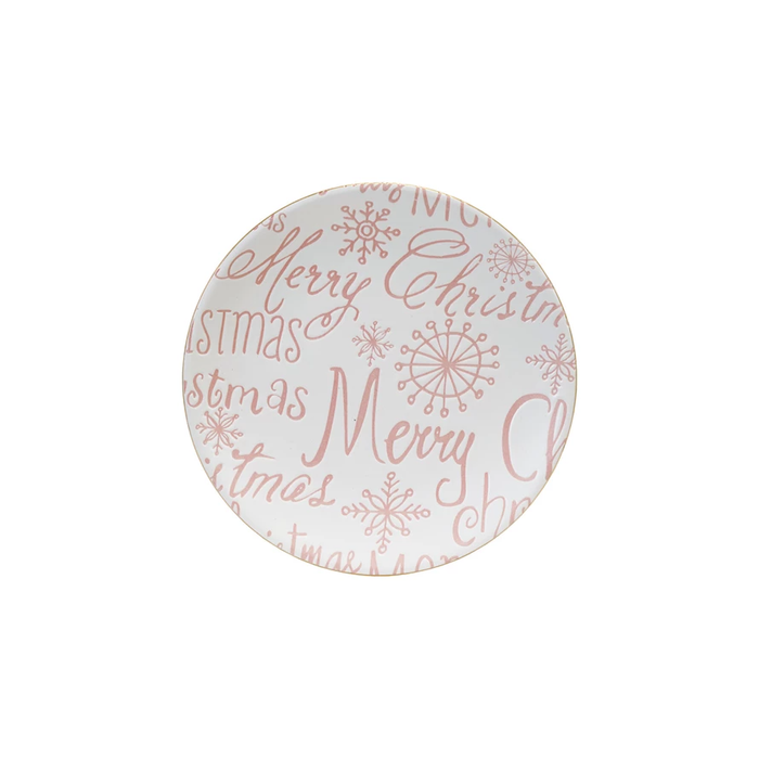 Merry Christmas Pink & White Plate