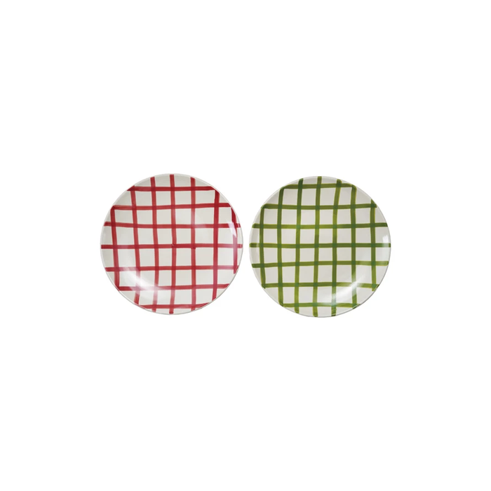 Grid Pattern Holiday Plates