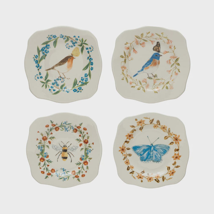 Insects & Birds Scalloped Plates